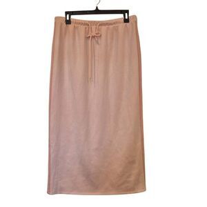 Tinsel Town Women's Pink Poly/Rayon/Spandex Knit Drawstring Straight Skirt